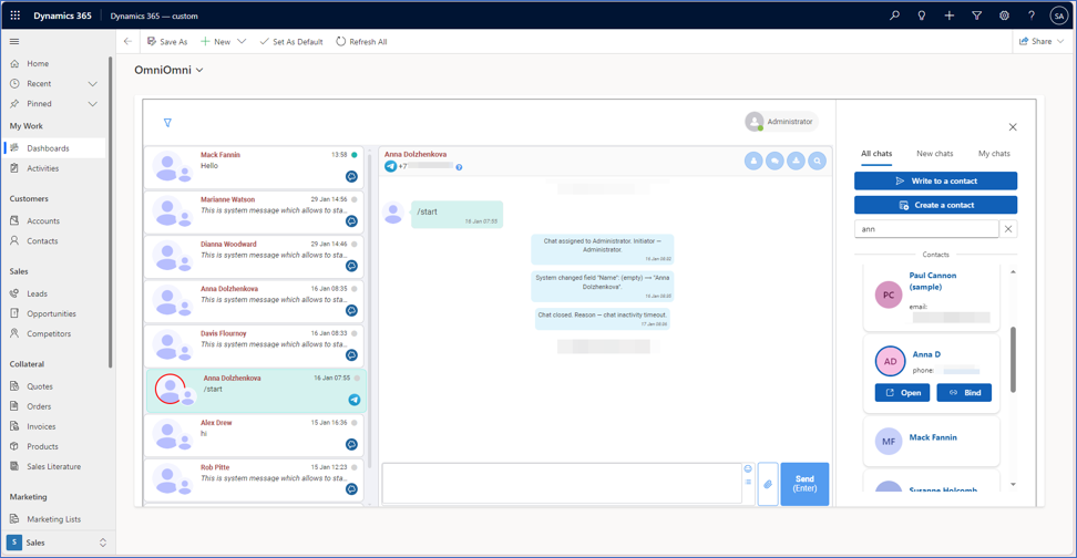 Connect chats with CRM contacts